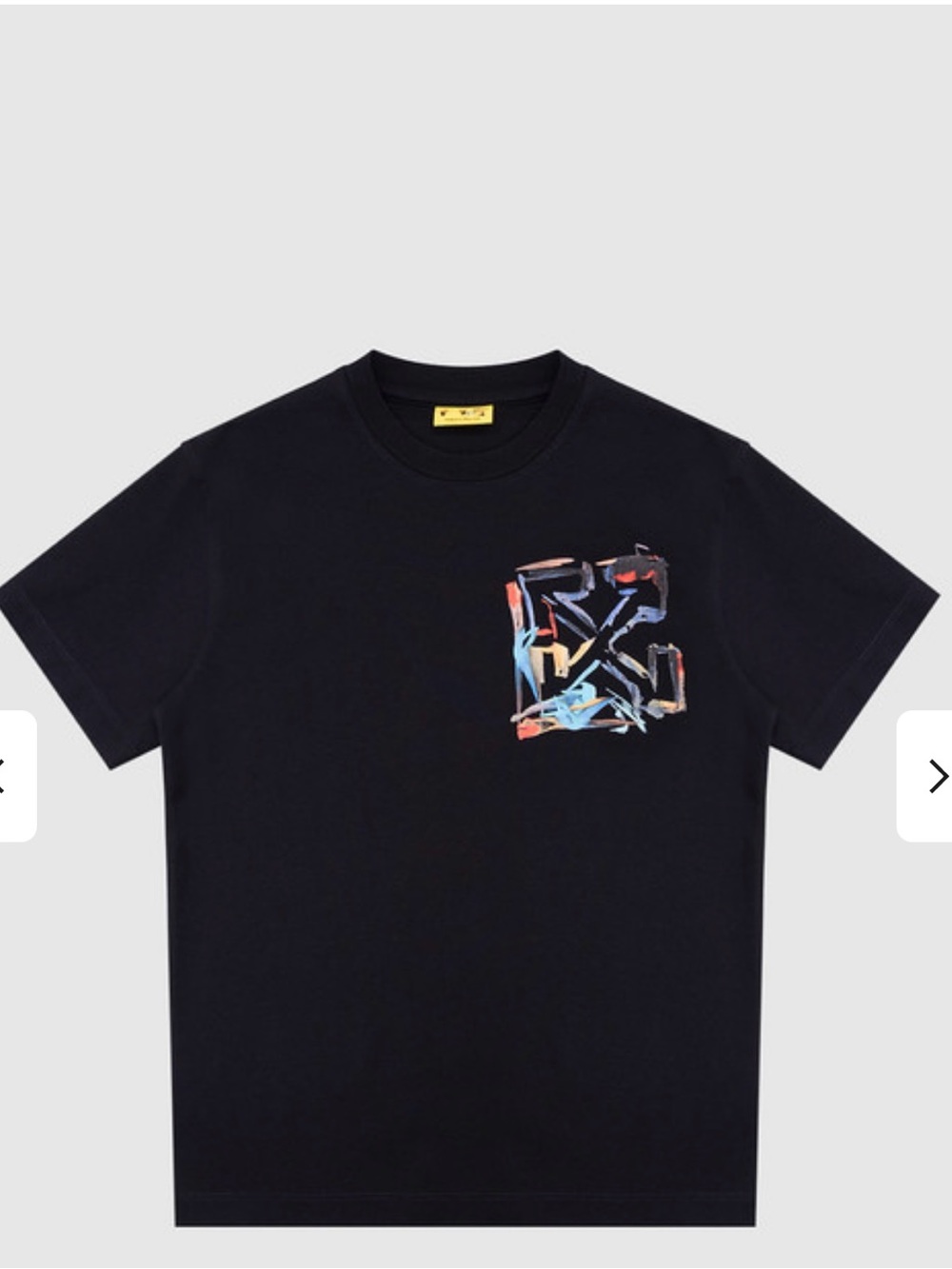 Off-White Kids Black Tee with Abstract Pocket Graphic